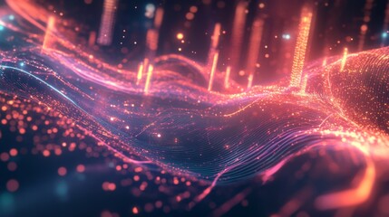 Aufkleber - Visualization of electric waves coursing through a futuristic power grid, illustrating the concept of smart cities and renewable energy systems.