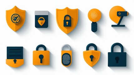 Poster - Enhancing personal security a comprehensive collection of icons for shield protection standards in digital environments