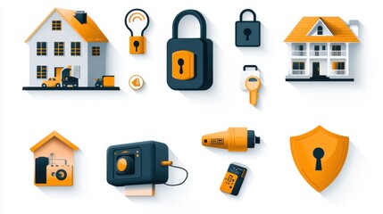 Aufkleber - Enhancing physical security icon collection for padlock standards in residential environments