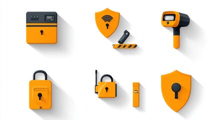Aufkleber - Enhance home security with a collection of six standard alarm pad icons for modern living spaces