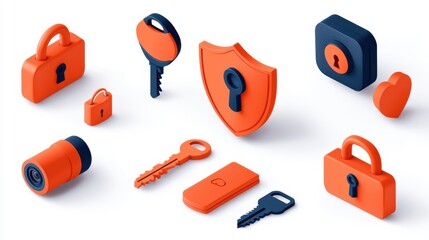 Poster - Enhancing digital security a set of six icons for privacy lock shields online environment graphic design visual representation