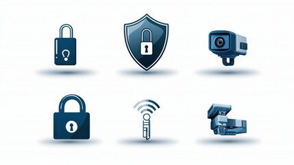Aufkleber - Enhance your digital privacy with a set of six iconic lock shield designs for enhanced security in online environments