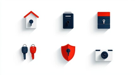 Aufkleber - Enhancing security access control fingerprint icons set for modern environments