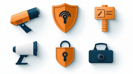 Aufkleber - Enhancing digital security a set of six icons for data protection shield standards in cybersecurity environments