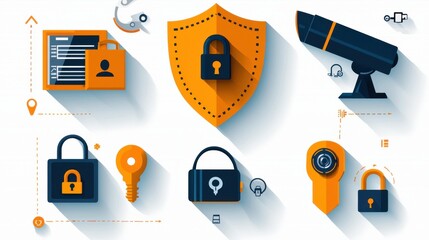 Aufkleber - Enhancing data security a collection of six protective icons for data shielding standards in cybersecurity environments