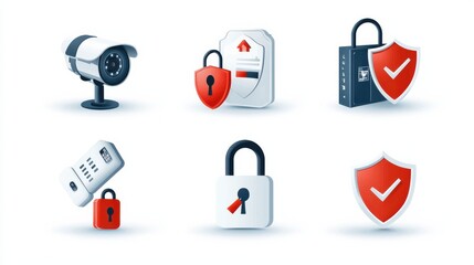 Leinwandbilder - Enhancing security with icons of six cctv monitoring tools for optimal surveillance performance