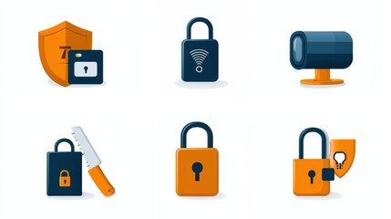 Aufkleber - Securing digital environments icons of six security operations for enhanced protection and reliability