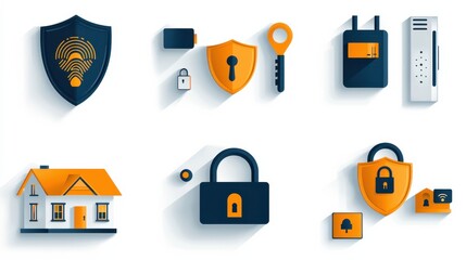 Aufkleber - Enhancing security operations an in-depth look at icons and standards for lock shield and fingerprint recognition in technology environments