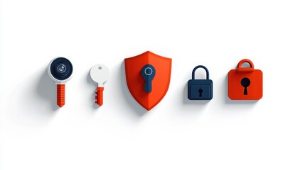 Aufkleber - Enhancing cybersecurity with six firewall encrypted icons representing protection standards in a digital environment