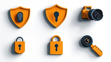 Aufkleber - Enhancing cybersecurity six icons representing firewall encryption standards in digital security settings