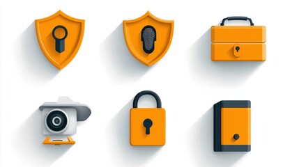 Aufkleber - Securing your digital space six security icons featuring shield lock and keyhole online environment graphic content for enhanced cybersecurity awareness