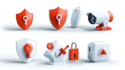 Aufkleber - Enhancing security six shield lock icons featuring keyhole design for digital safety awareness