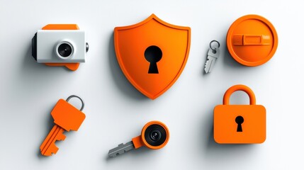 Aufkleber - Enhancing digital security six iconic security symbols featuring a shield with keyhole graphic design modern environment creative viewpoint