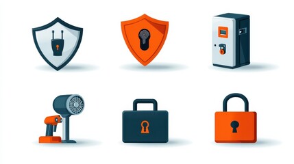 Poster - Enhancing digital security six iconic symbols of protection online safety graphic collection modern design security concepts
