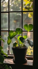 Wall Mural - a potted lithops plant by the window in minimalist style of indoor plants