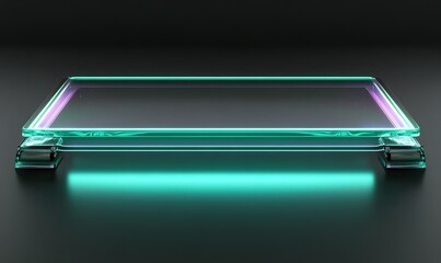 Illuminated glass platform, dark studio, product display