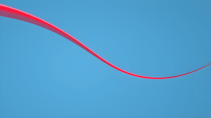 Wall Mural - high speed technology dynamic digital curve red ribbon coming from bottom left corner reaching out t