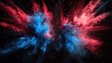Wall Mural - a bright blue and red explosion in space. the colors are vibrant and the image is full of energy