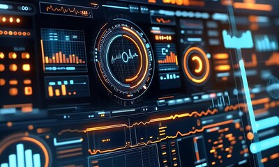 Aufkleber - Futuristic digital dashboard interface display