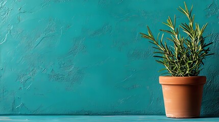 Wall Mural - A potted plant sitting on top of a wooden table