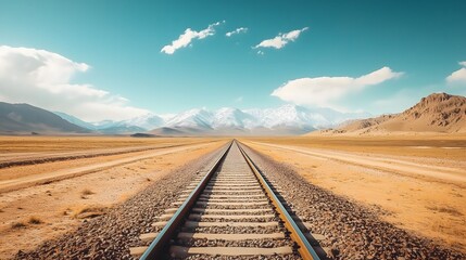 Wall Mural - Endless Railway to the Mountains