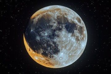 Wall Mural - a picture of a full moon in the night sky with stars