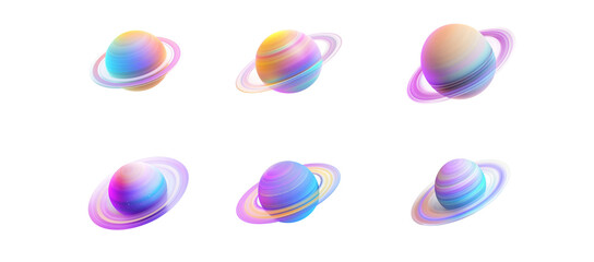 3D icon of Saturn, white background.
