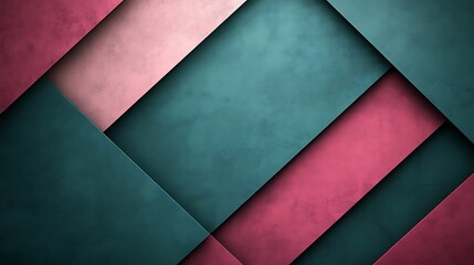 Wall Mural - 3D dark green teal and pink geometric pattern background