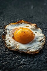 Sticker - A single fried egg sits atop a stainless steel frying pan, ready to be served