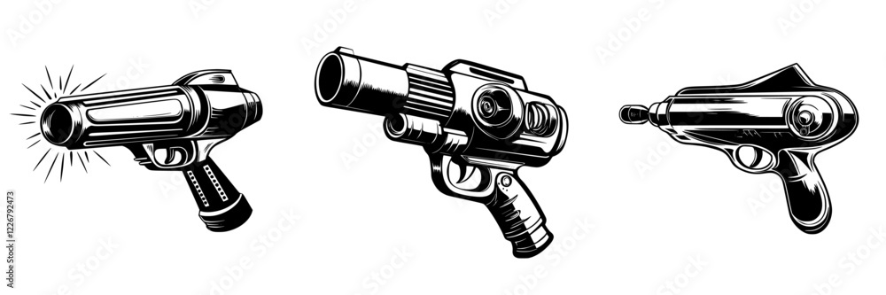 Gun Models Types Different types of handguns displayed side by side with varying designs ...