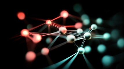 Fototapete - Abstract Molecular Network with Colorful Particles and Connections