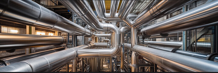 Aufkleber - Industrial pipes network with complex connections in a facility