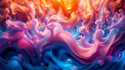 Wall Mural - abstract colorful swirling fluid forms, a dreamlike pastel and vivid blue wave design, perfect for b