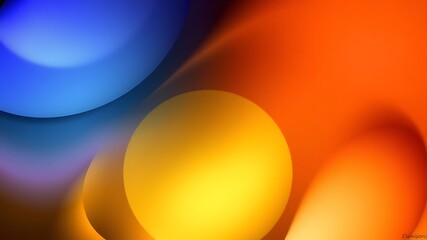 Wall Mural - abstract background image featuring vivid blue, orange, and yellow swirls and gradient color transit