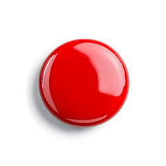 Wall Mural - Top view 3d red button isolated on white background