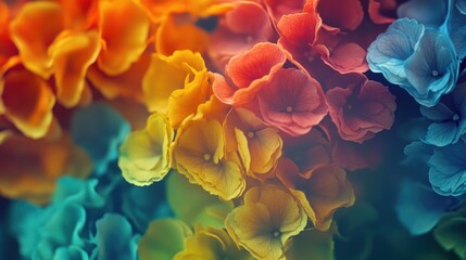 Wall Mural - a colorful bouquet of flowers with a blue and green flower in the middle. the flowers are arranged i