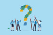 © Nuthawut - Ask question, listing problem to gather solution idea, faq or questionnaire, uncertainty, doubt or clarification, curiosity, solving problem concept, business people listing question mark sticky note.