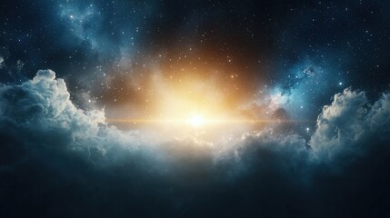 Wall Mural - Cosmic Horizon with Starry Sky and Colorful Clouds
