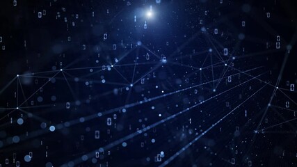 Wall Mural - seamless loop augmented digital network lines and binary numbers motion.