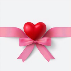 Wall Mural - Sweet love banners Valentine concept. Red heart with pink ribbon, symbolizing love and affection.