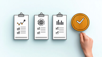 Fototapete - Efficient task management with checklists and progress indicators. Visual representation of organization and productivity