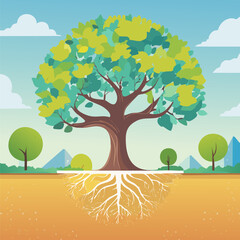 A detailed pixel art illustration depicting a tree with strong roots firmly planted in the ground