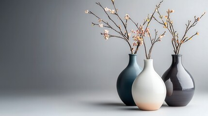 Aufkleber - Elegant minimalist ceramic vases with subtle color gradients modern home decor studio setting aesthetic harmony