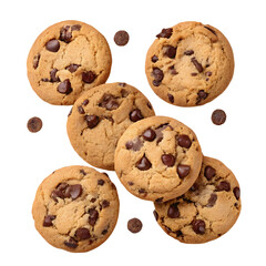 Delicious chocolate chip cookies arranged beautifully on a white surface