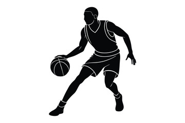 basketball player silhouette vector illustration on white background