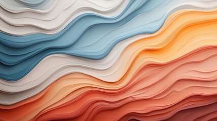 Wall Mural - A colorful wave pattern with blue, white, and orange colors
