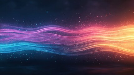Wall Mural - A colorful wave of light with a blue stripe