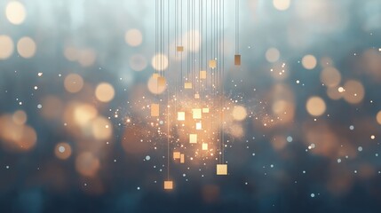 Wall Mural - a blurry image of a lighted up room with a lot of gold and blue