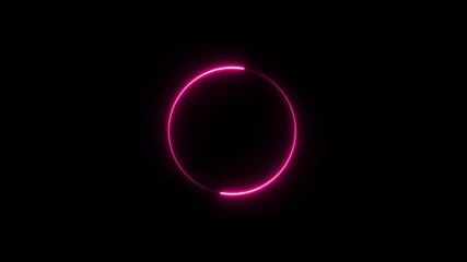 Wall Mural - neon light glowing circle frame background animation. beautiful colorful neon circle frame loading i