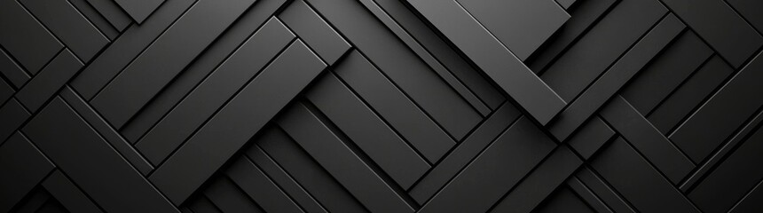 A sleek corporate banner design featuring abstract black elements with glossy finishes and smooth lines, set against a geometric tech background, perfect for modern web headers.